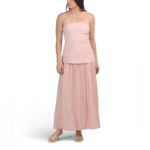 Moon River Strapless Blush Pink Maxi Dress